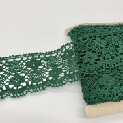 75m Cotton Lace Trim, 8cm, Bottle Green