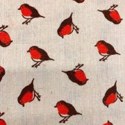- Cotton Canvas Christmas Robin Print - per mt