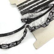 3m Slightly Gathered Lace Trim, 4.5cm, Black