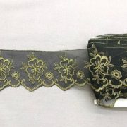 -1m Embroidered Trim, Gold Metallic on Black