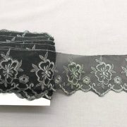 -1m Embroidered Trim, Silver Metallic on Black