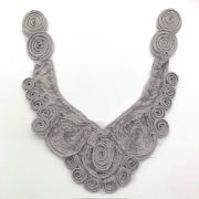 -3D Chiffon Ruffle Lace Applique Neck Trim Pale Grey