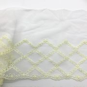 -1m Embroidered Net 19cm Width Lemon on White