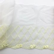 -1m Embroidered Net 19cm Width Lemon on White (#2)