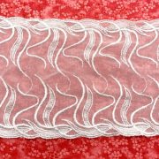 -0.5mt Embroidered Net 15cm Width, White