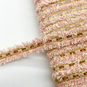 1m of Boucle Trimming, With Velvet Ribbon, Pink