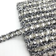 1m of Boucle Frayed Edge Trim, Black / White