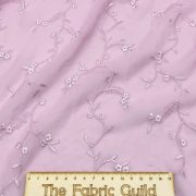 -Embroidered Georgette in Sorbet Pink per metre