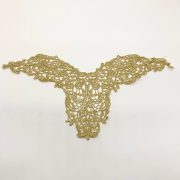 -A Large Gold Metallic Guipure Lace Neck Trim Applique