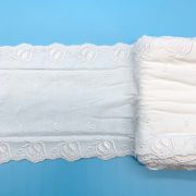 Embroidered Cotton Jersey 19cm Galloon, White per mt