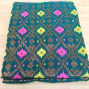 Woven Polyester Sari Fabric, Soft Drape, Green, 5.2m x 1.2m