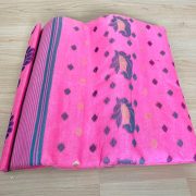 Woven Polyester Sari Fabric, Firm Drape, Pink 5.2m x 1.5m