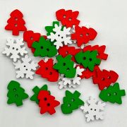 -2-Hole Wooden Christmas Buttons, 12 mixed pieces