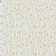 -Christmas Cotton Metallic Print on White, per metre