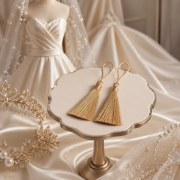- Gold Tassels, 14cm, Artificial Silk, 5 Pieces